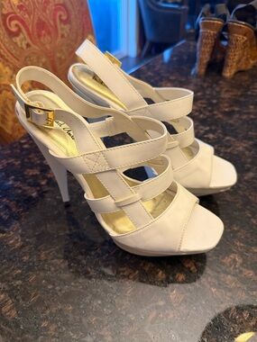 Michael Antonio Ivory Multi-Strap Stiletto Heels